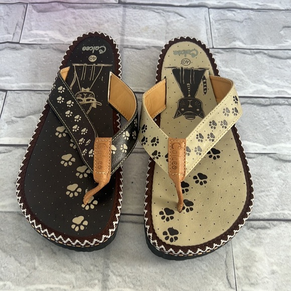 NWOT Calceo kitty thong flip flops sandals size 9.5 - Picture 5 of 9